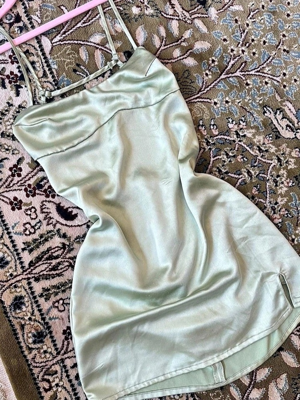 PacSun LA Hearts Satin Mini Slip Dress Green Size XS
